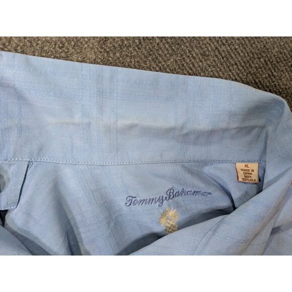 Tommy Bahama Embroidered Silk Shirt Mens XL Golf Martini Tropical Button Blue - Picture 12 of 14